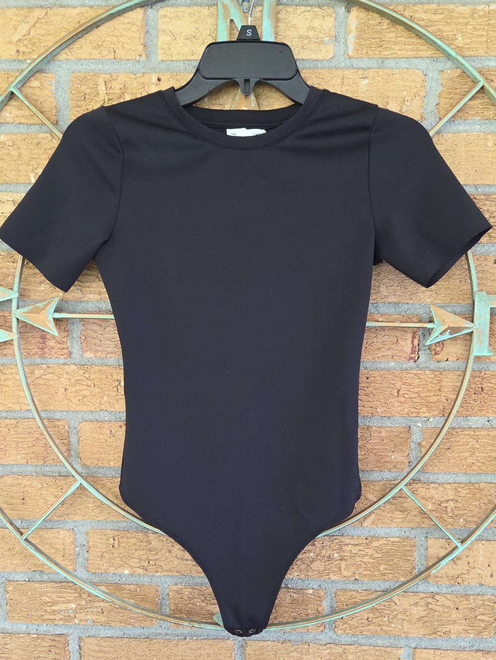 Good American Sculpting Tee Black Short Sleeve Bodysuit Small